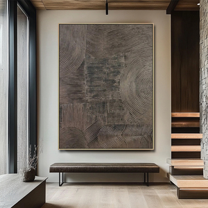Decorazione per la Casa, Rilievo in Gesso Nero Bronzato Fatto a Mano, Arte Murale Vintage, Dipinto Astratto Geometrico con Texture 3D - Product Image 1