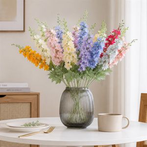 Fiori Artificiali di Delphinium Bianco a Stelo Lungo LUYI, Decorazioni Moderne per Casa, Matrimoni Autunnali, Eventi e Feste, Profumati - Product Image 6