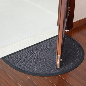 Alfombrilla de bienvenida absorbente de medio círculo negro, alfombrillas de entrada de goma para exteriores, alfombrilla para puerta de trampero de suciedad para patas fangosas - Product Image 4