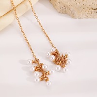 À la mode En Acier Inoxydable Court Style Imitation Perle Gland Collier Rétro Géométrique Plat Serpent Os Femmes Bijoux