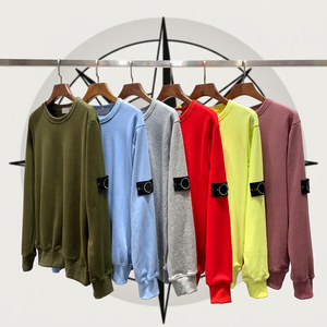 Pull col rond classique et décontracté en coton 100% respirant pour homme, collection Luxe Stone Fashion 2026 - Product Image 1