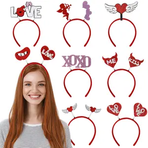 HB064 Wedding Valentine Headband Hair Props Heart Cupid Decor Hen Party Headpieces for Holiday Party Love Headband