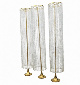 Centro de Mesa de Lujo con Soporte Alto de Cristal en Forma de Cascada para Bodas, Decoración de Mesa de Metal Dorado - Product Image 1