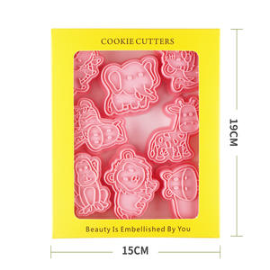 ชุดที่ตัดคุ้กกี้พลาสติกธรรมชาติ3D สัตว์ทำจากหญ้าฝรั่น8ชิ้น/กล่องมีตราประทับคุกกี้รูปลิงช้างสิงโต - Product Image 4