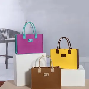 Borsa a tracolla da donna con Logo personalizzato di grande capacità riutilizzabile e resistente in feltro minimalista borsa a tracolla