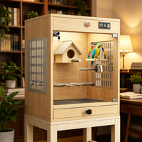 Vente en gros usine : Volière de luxe moderne intelligente chauffée en bois, respirante et climatisée, grande villa d'élevage pour perroquets