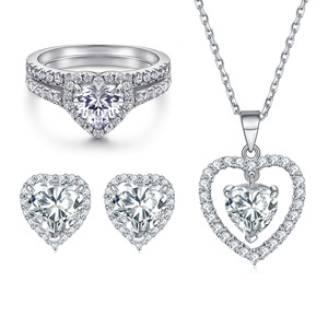 Elegant 925 Sterling <b>Silver</b> AAA Cubic Zirconia Bridal Jewelry <b>Set</b> Rhodium Plated CZ Wedding Necklace Earrings <b>Ring</b> Gift - Product Image 1