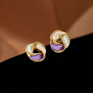 Fashion <b>Stud</b> <b>Earrings</b> 316L Stainless Steel PVD Gold Plating Sustainable Resistant Purple <b>Blue</b> Design - Product Image 3