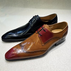 Nouveauté Mode Brogue Sculpté Bout Pointu Chaussures Derby & Oxford en Cuir Véritable pour Hommes Chaussures Formelles de Bureau - Product Image 1