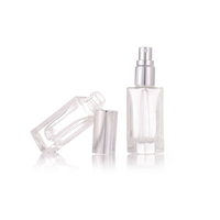 Flacon de parfum en verre transparent bleu et rouge de 6 ml de qualité supérieure - Flacon vaporisateur élégant rechargeable avec marquage à chaud, brume fine, logo personnalisé