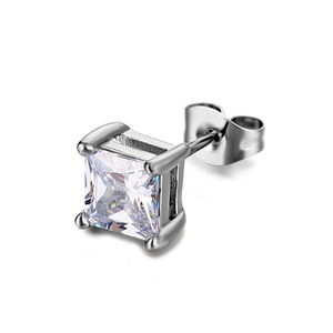 Trendy Round and Square Stainless Steel <strong>Stud</strong> <strong>Earrings</strong> with Small Crystal Zircon <strong>Black</strong> Zinc Plated Unisex for Anniversary - Product Image 1