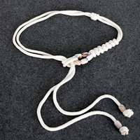 Ceinture tressée vintage ethnique en coton pour femme avec perles acryliques – Accessoire polyvalent pour robes et pantalons décontractés