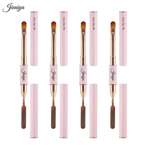 Herramientas Profesionales de Doble Punta para Decoración de Uñas con Logotipo Personalizado 2026, Espátula con Mango Metálico Rosa, Pincel Francés, Pinceles para Gel UV - Product Image 3