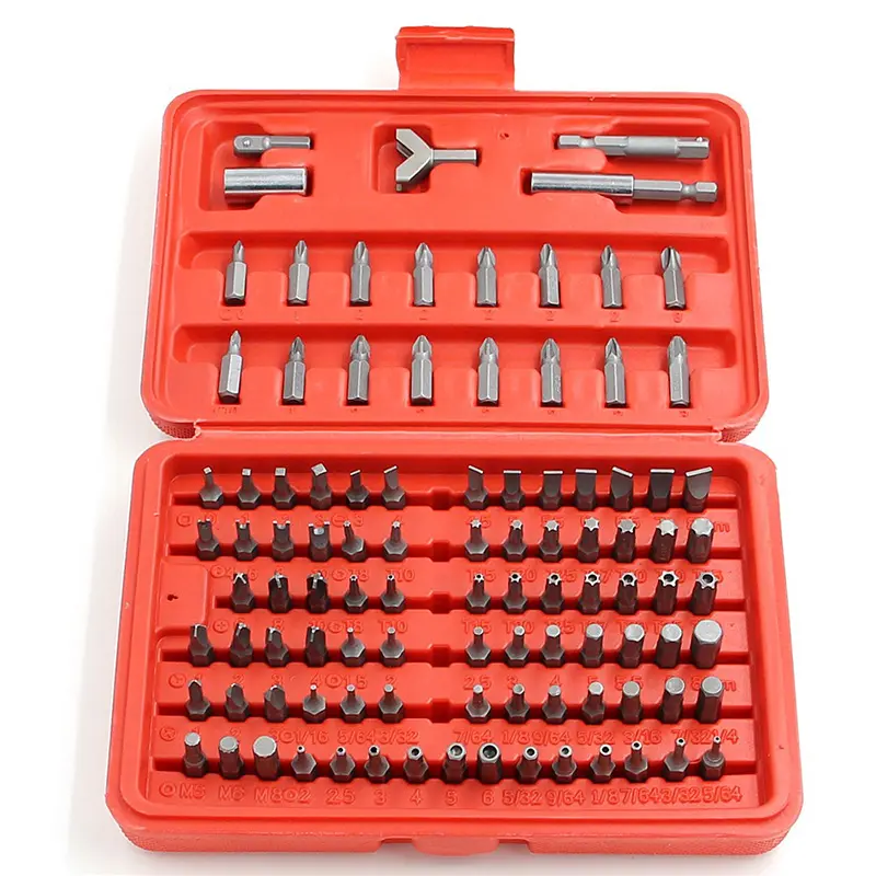100 piezas de seguridad poco conjunto herramienta caja de tipo destornillador conjunto de tamaño de tornillo conductor bits Pentágono destornillador