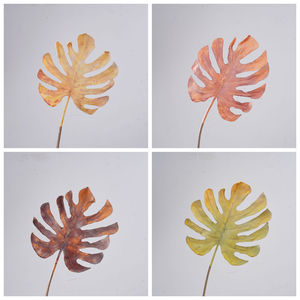 ใบมอนสเตอร่าประดิษฐ์ CallaFloral ของตกแต่งพลาสติกสำหรับบ้าน งานแต่งงาน สีเหลือง สีส้ม สีเขียวกาแฟ รุ่น CL40112 - Product Image 3