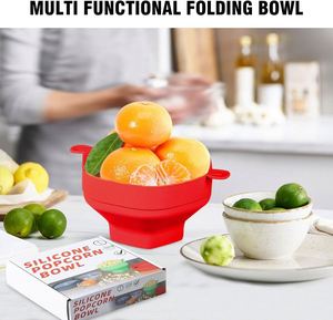 Bol à Popcorn Pliable en Silicone Rouge – Contenant Alimentaire Sûr pour Snacks - Product Image 2