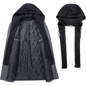 Cappotto Lungo da Uomo con Cappuccio, <span class=keywords><strong>Trench</strong></span> in Lana, Peacoat Coreano, Soprabito Staccabile, Cardigan in Peluche <span class=keywords><strong>Marrone</strong></span>, Abbigliamento Invernale in Lana - Product Image 4
