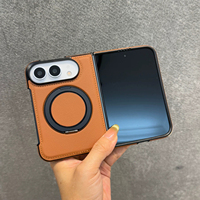 Étui de téléphone compatible avec iPhone 18 Duo, avec support texturé en cuir, support rotatif à 360 degrés minimaliste Apple Duo.