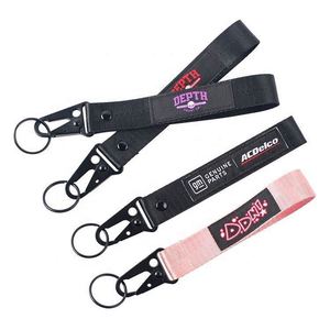 Custom Nylon Logo Eagle <b>Hook</b> Wrist Lanyard Keychain Phone Strap With Detachable Patch - Product Image 6