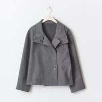 Manteau court en laine pour femme, col montant, simple boutonnage, mélange coton et polyester, veste d'hiver, vente en gros