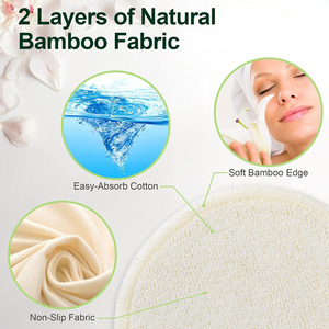 Bán Buôn Tái Sử Dụng Trang Điểm Remover Không Chất Thải Tái Sử Dụng Màu Be Tre Bông Mặt Vòng Miếng Đệm - Product Image 3