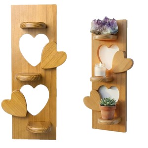 Wooden <b>Wall</b> <b>Mounted</b> Storage Rack 3 Tier Heart Shape <b>Shelf</b> For Bedroom Living Room Plant Corner Display - Product Image 2