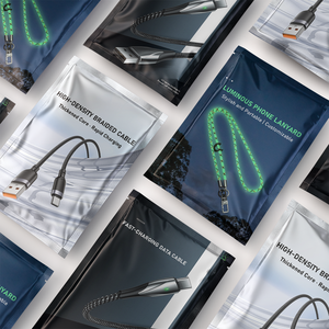 Tùy chỉnh in bán lẻ sản phẩm điện tử trường hợp điện thoại Phụ kiện bao bì <span class=keywords><strong>USB</strong></span> cáp dữ liệu nhựa dây kéo túi với cửa sổ và lỗ - Product Image 1