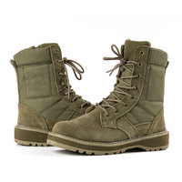 Bottes en cuir confortables pour hommes avec semelle Vibram, style combat vert, fermeture éclair, respirantes et utilisables en hiver comme en été