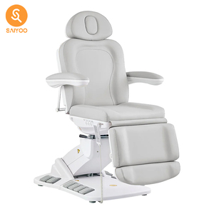 Silla Ajustable Gris Claro Premium con Control de Pie para Salón de Belleza - Product Image 1