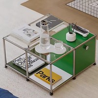 Table basse modulaire multifonctionnelle de style moderne et simple pour salon et bureau, en acier inoxydable et verre, couleurs au choix