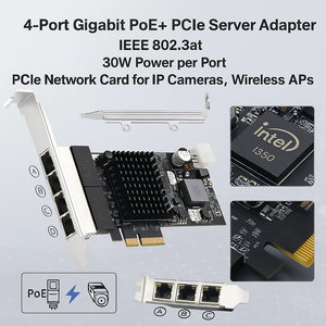 Tốc độ cao PCIe PoE + Card mạng cho ip máy ảnh và điểm truy cập không dây, 30 Wát điện mỗi cổng, 4-Port Ethernet <span class=keywords><strong>Adapter</strong></span> - Product Image 3