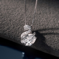 Collier en argent sterling S925 pour femme, pendentif cygne en zircon polyvalent, design de niche de luxe léger, chaîne câble haut de gamme, cadeau