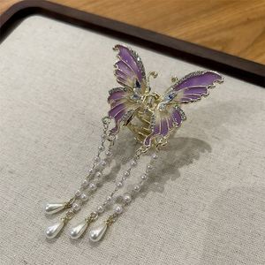Pinzas de Pelo de Moda para Mujer, con Diseño de Mariposa Colorida, Pinzas de Cola de Caballo, Pinzas de Pelo Elegantes con Borlas de Perlas para Niñas - Product Image 3