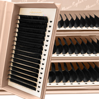 Ekstensi Bulu Mata Sutra PBT Korea, Tray Bulu Mata Gelap, Tray Bulu Mata Velvet, Ekstensi Bulu Mata Matte Black Cashmere, Grosir