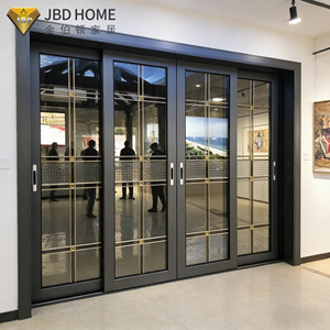 Porte coulissante de patio à double vitrage résistante aux intempéries - Portes coulissantes en verre aluminium à économie d'énergie pour maisons et villas - Product Image 2