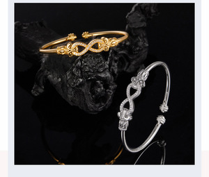 S925 Sterling Silver <b>Infinity</b> Cuff <b>Bracelet</b> With Moissanite Stones Women's Classic Jewelry Rhodium Plated Everyday Wear - Product Image 5