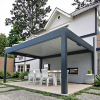 SINGO - Auvent bioclimatique au design moderne, couverture imperméable, toit à lamelles, gazebo, pergola extérieure en aluminium, pergola électrique