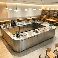 Comptoir de bar commercial en acier inoxydable sur mesure ODM avec rangement intégré pour projets de bars, hôtels et cafés