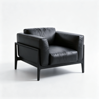 Fauteuil d'appoint moderne en cuir PU noir, structure en bois massif, chaise longue individuelle minimaliste, garantie 5 ans pour salon et hôtel