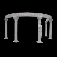 Gazebo rond en marbre extérieur grandeur nature pavillon sculpté à la main avec des statues de figures de couleurs mélangées produit de jardin en pierre