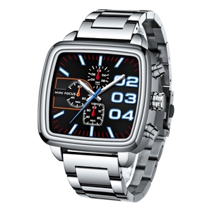 MINI FOCUS Nouvelle Montre Carrée Tendance 0314 Bracelet Bleu Étanche 3ATM Montres-Bracelets Homme Calendrier Étanche - Product Image 1