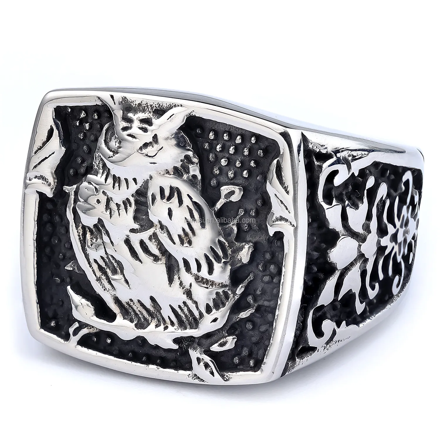 Unisex Personalized Protection Large Statement Old Wise Bird Night Owl Animal Band Ring For Men Women