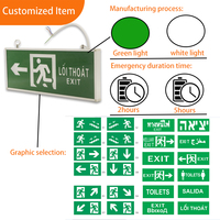 Signal lumineux de sortie LED haut de gamme / premium en anglais et en arabe, lampe indicatrice, lumière d'urgence avec flèche directionnelle