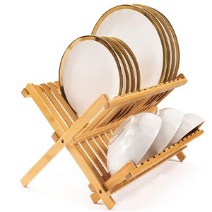 Kitchen countertop arrangement and storage Folding Bamboo Dish Drying Rack
