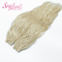 Extensiones de Cabello Humano Virgen de Doble Trama, Color Rubio, Estilo Nuevo, Invisibles, Liso Natural, Genius Weft, Ondulado Natural