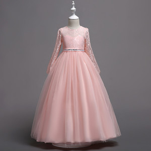 Robe de princesse tutu à manches longues en dentelle pour filles, col cœur, robe de bal, robe de demoiselle d'honneur blanche, tenue de spectacle - Product Image 4