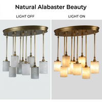 Lampe suspendue moderne en laiton LED de style minimaliste nordique YH pour îlot de cuisine, salle à manger, salon, lustre de plafond, luminaire suspendu en albâtre