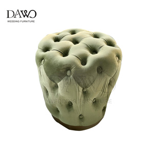Latest Comfortable Leisure Velvet Round Stool <strong>Pouffe</strong> Ottoman Footstool Chair - Product Image 3