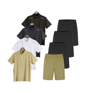 Conjunto Deportivo de Dos Piezas para Hombre, Estampado Sólido, Verano, Secado Rápido, Pantalones Cortos y Camiseta Ligeros para Entrenamiento y Running - Product Image 1