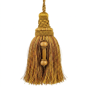 Golden Decorative <b>Tassel</b> With Wooden Bead Ornament <b>For</b> Curtain Tieback Home Decor Accessories - Product Image 1